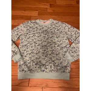Blair, women's green floral crew neck long sleeve pullover comfort sweater sz M